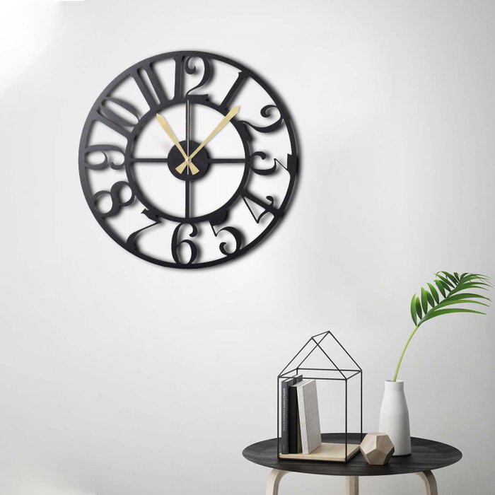 Wallity Reloj de Pared Decorativo de Metal Circle Negro 50x50cm Diseño Elegante Moderno